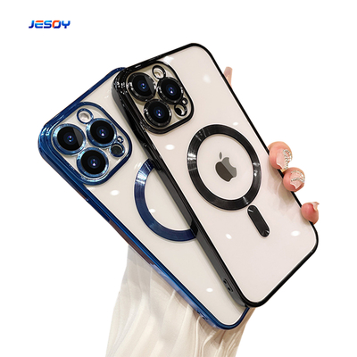 Clear Magnetic TPU Magsafe Phone Case Camera Lens Protector Shockproof For iPhone