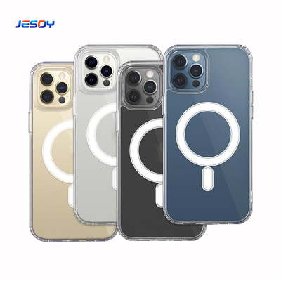 Crystal Clear TPU PC Mag Safe Phone Case For iPhone 15 14 Transparent Cover