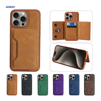 Custome Magsafe Leather Phone Wallet Shockproof For IPhone And Samsung